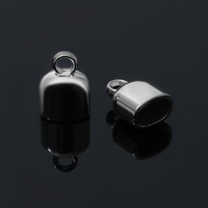 Концевик-шапочка клеевой 1,7&times;1,3&times;1,3 см, (набор 10 шт.), цвет серебро