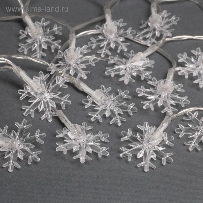 Гирлянда &laquo;Нить&raquo; 3 м с насадками &laquo;Снежинки большие&raquo;, IP20, прозрачная нить, 20 LED, свечение мульти (RG/RB), мигание, USB