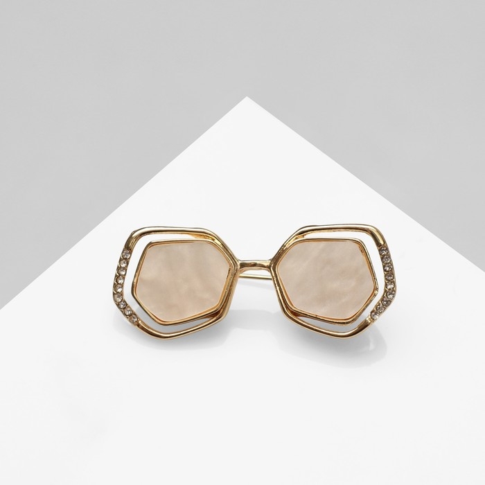 Брошь &laquo;Очки&raquo; гламур, цвет белый в золоте