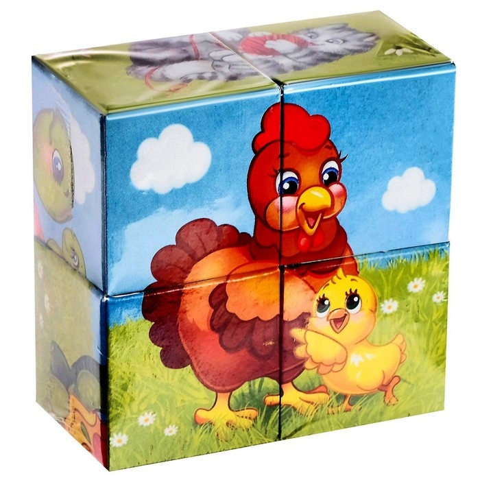 Кубики картонные &laquo;Мамы и дети&raquo;, 4 шт