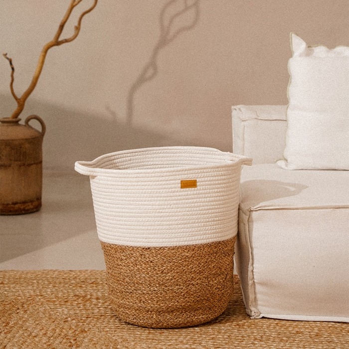 Корзина для белья плетеная круглая SL Home Orden, хлопок, гиацинт, 35&times;40 см