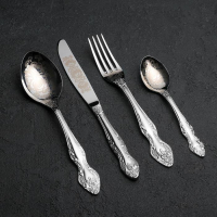 Набор столовых приборов &laquo;Тройка&raquo;, 24 предмета, художественная роспись, декоративная коробка