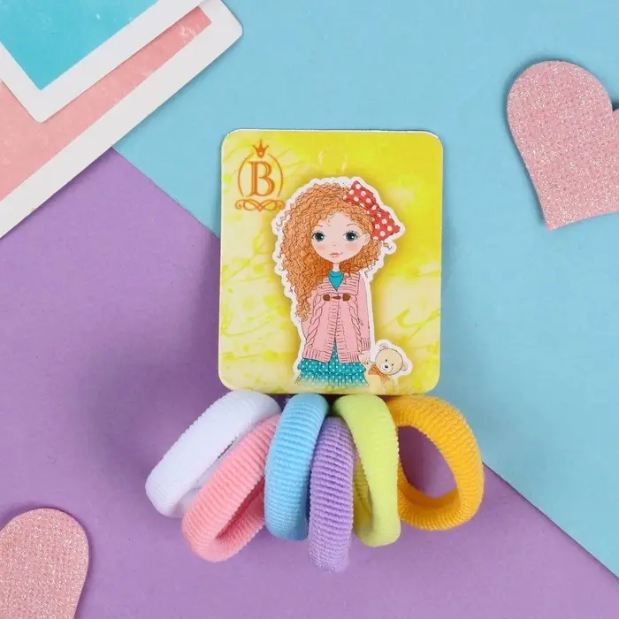 Резинки для волос &laquo;Куколка&raquo;, набор 6 шт., милая, 4 см