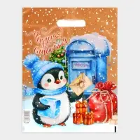 Пакет &laquo;Пингвинёнок почтальон&raquo;, полиэтиленовый с вырубной ручкой, 30&times;40 см