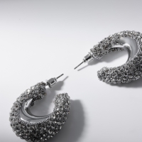 Серьги со стразами &laquo;Блеск&raquo; кольца, белые в серебре