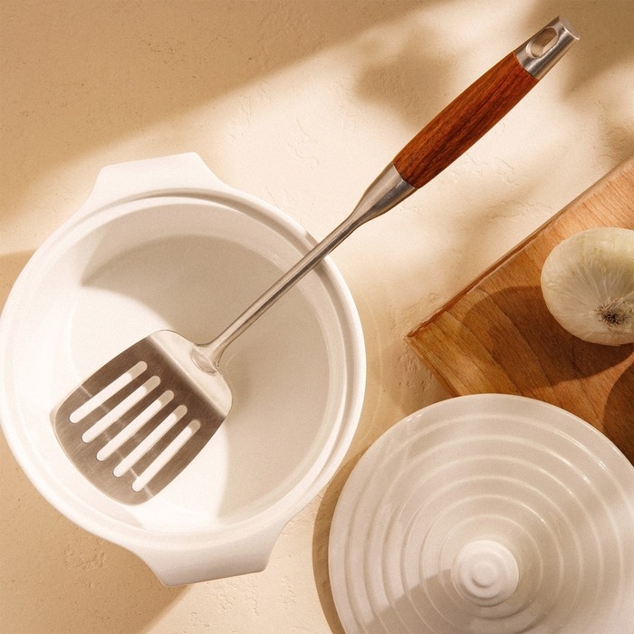 Лопатка перфорированная из нержавеющей стали SL Home, &laquo;Рустик&raquo;, 39,5&times;8 см, цвет серебряный