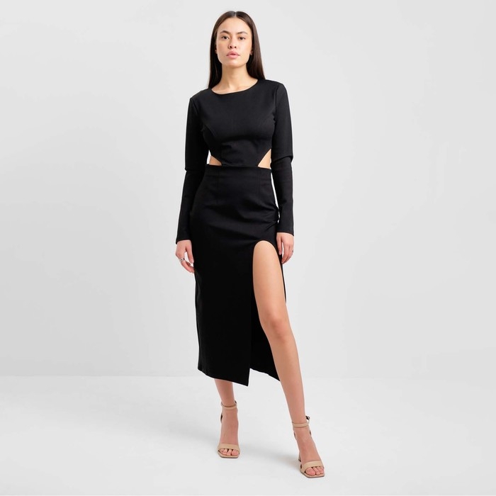 Платье женское с разрезами на талии MIST, размер 46, черный Платье женское с разрезами на талии MIST, размер 46, черный