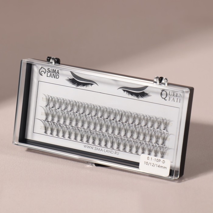 Набор накладных ресниц &laquo;Классика&raquo;, пучки, 10, 12, 14 мм, толщина 0,1 мм, изгиб D, 10 D