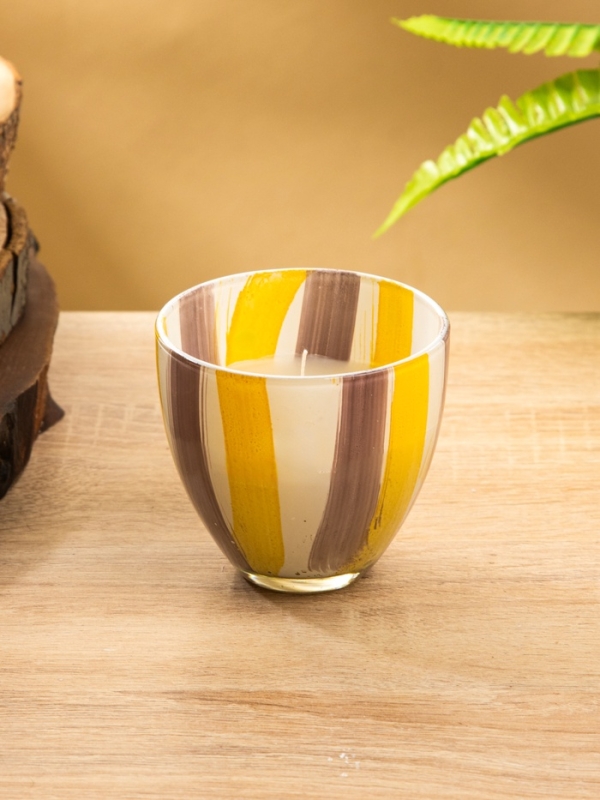 Свеча ароматическая в стеклянном подсвечнике 85 гр, капучино+ваниль