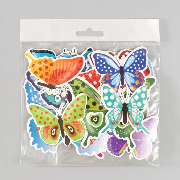 Бабочки картон "Горошек" набор 12 шт h=4-10 см