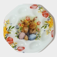 Подставка стеклянная для яиц Доляна &laquo;Акварель&raquo;, 8 ячеек, 22&times;22 см, цвет белый