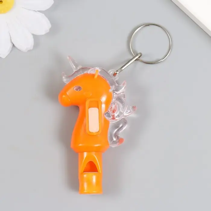 Фонарик брелок для ключей на кольце &laquo;Морской конёк&raquo;, свисток, мигает 7&times;1.5&times;4 см, МИКС