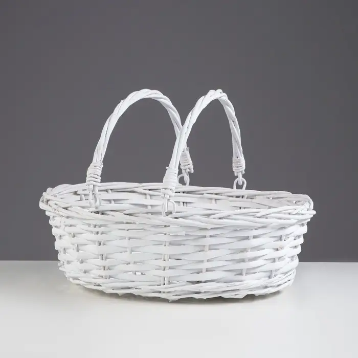 Корзина плетеная с подвижными ручками, 33 х 26 х 11см, белая