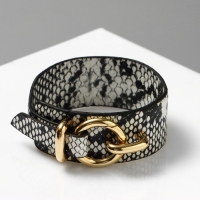 Браслет кожа &laquo;Сафари&raquo; змея, цвет бело-чёрный L=17,5см