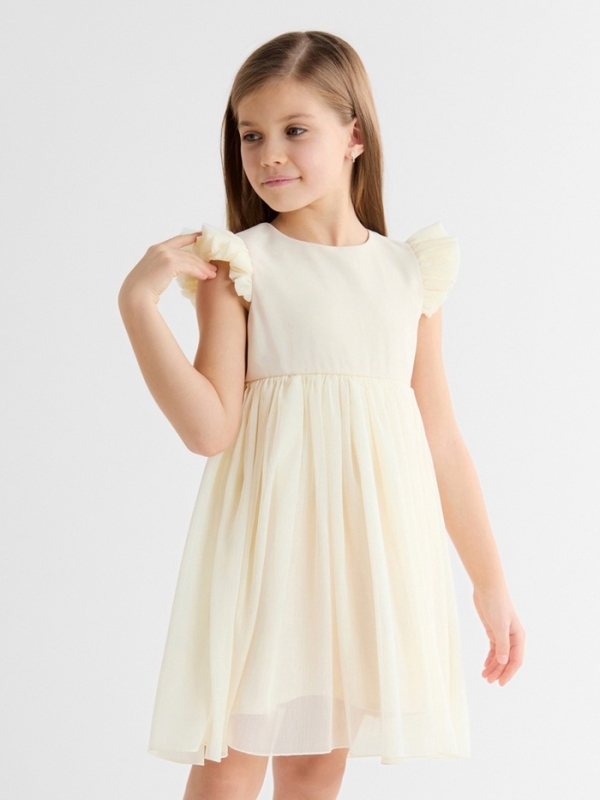 Платье для девочки, MINAKU :Party Dress, цвет молочный, рост 104 см Платье для девочки, MINAKU :Party Dress, цвет молочный, рост 104 см