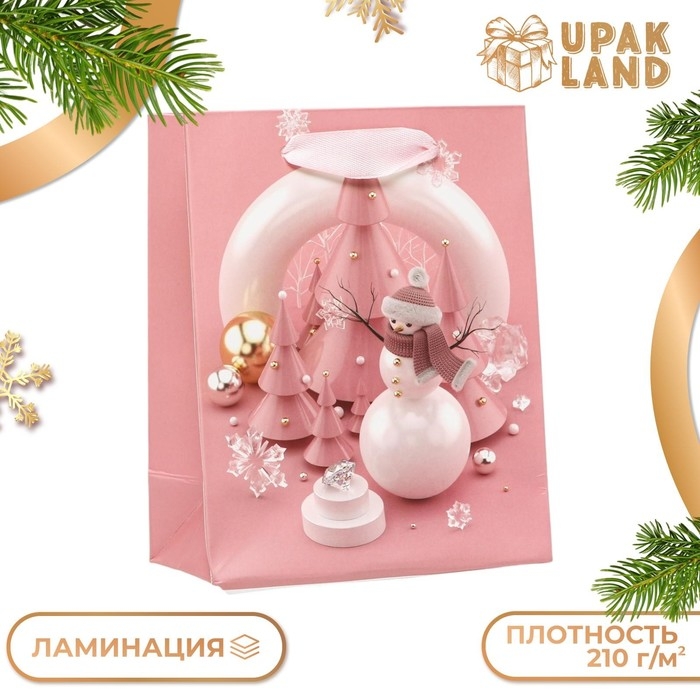 Пакет ламинированный Пакет ламинированный "Снеговик с игрушками", 11,5 x 14,5 x 6 см