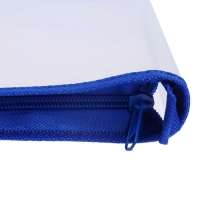 Папка на молнии с 3-х сторон А5, 450мкм, прозрачная, с синим кантом