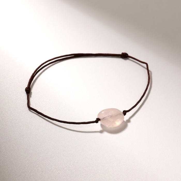 Браслет желаний &laquo;Кварц розовый&raquo; на коричневой нити, длина регулируется