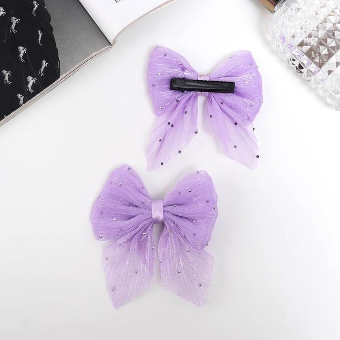 Зажим для волос "Марта" (набор 2 шт) переливы, 7,5 см, сиреневый