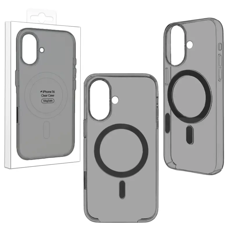 Чехол 16 Clear Case Black (MagSafe + анимация NFC Clear) ORG