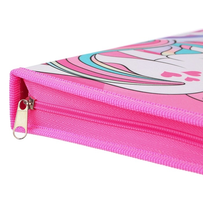 Папка для труда А4 с пеналом, на молнии, текстиль, Минни Маус и единорог Папка для труда А4 с пеналом, на молнии, текстиль, Минни Маус и единорог