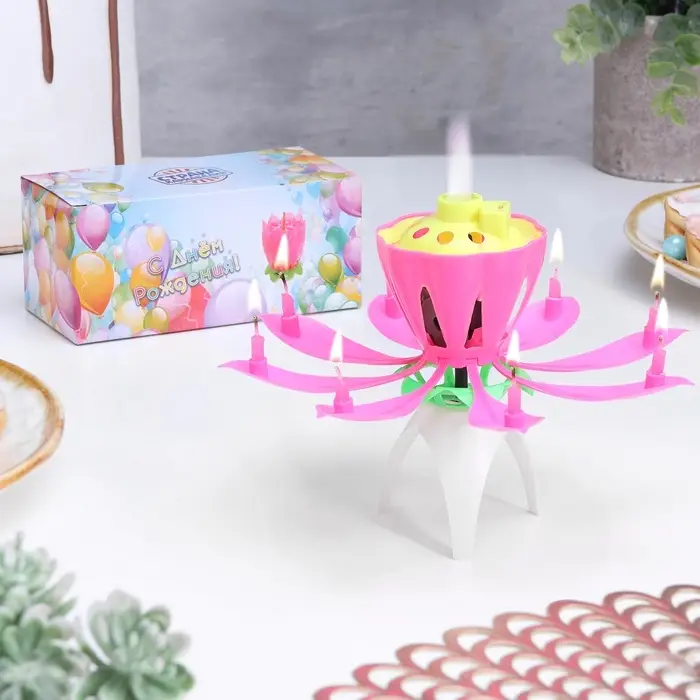 Свеча для торта музыкальная &laquo;Тюльпан&raquo;, розовая, 12&times;5 см