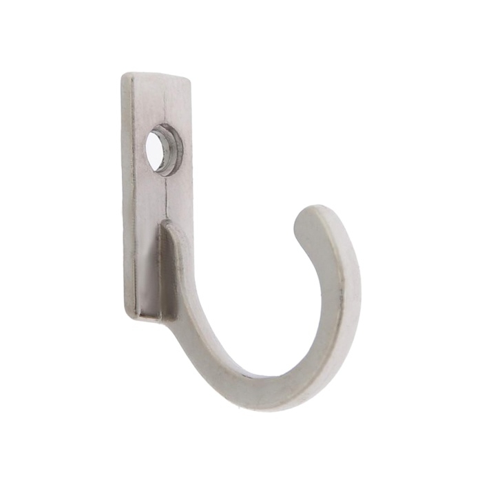 Крючок мебельный ТУНДРА TKO015, однорожковый, никель, 5 шт