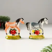 Сувенир Лошадь Зорька, 7х7х3,5 см, гжель,цвет