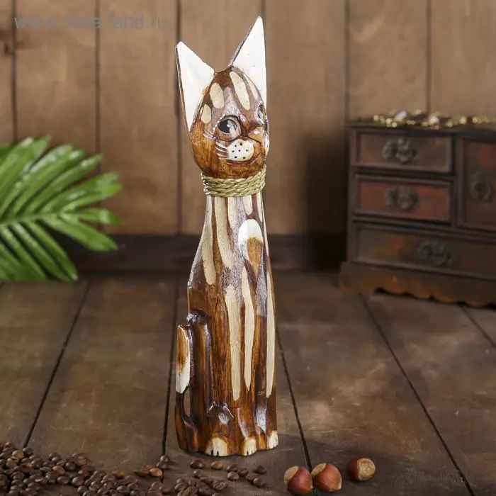 Сувенир дерево "Коричневая кошка" 4,5х9х30 см