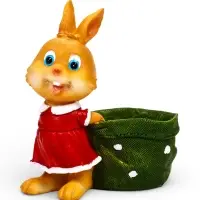 Фигурное кашпо 13 х 10 х 15см  "Зайка с мешком"