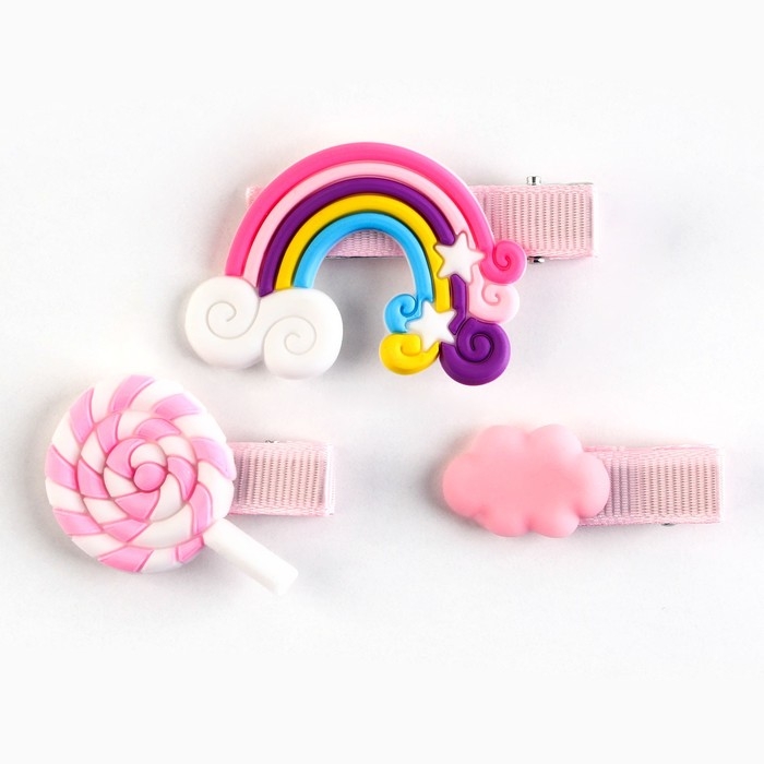 Заколки для волос детские&laquo;Мечтай как единорог&raquo;, 3 шт, 7,5 х 10 см