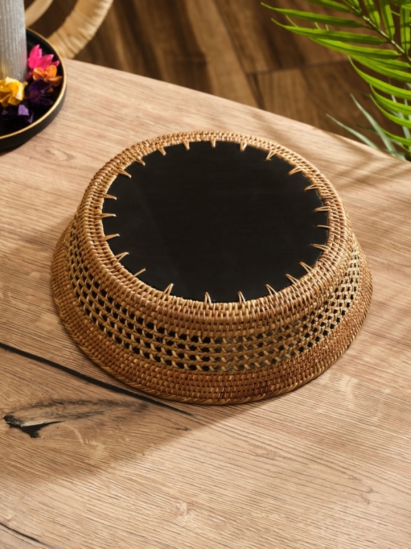 Корзинка плетеная ротанг Корзинка плетеная ротанг "Павлин", 23х23х7 см, МИКС