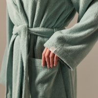 Халат махровый с капюшоном женский SL HOME: Basic "Аззура", р-р XL, 100% хл, 420 г/м2