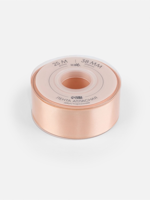Лента атласная двухсторонняя №0714 38мм*25&plusmn;1м персиковый пух TR