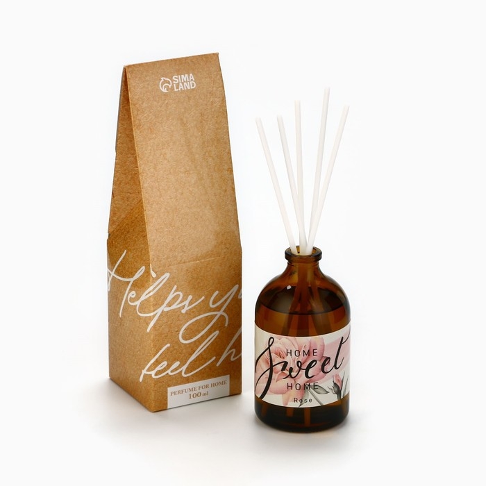 Диффузор ароматический палочки, ароматизатор для дома &laquo;Аромадиффузор: Home sweet&raquo;,аромат роза, 100 мл.