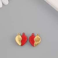 Замок магнитный металл "Вторая половинка, сердце" набор 2 шт красно-золотой 2,6х2,2 см