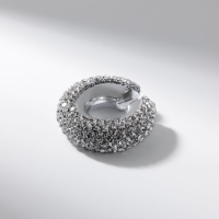 Серьги &laquo;Каффы&raquo; бублик, малые стразы, белые в серебре