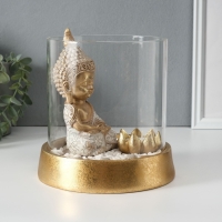 Сувенир полистоун, стекло "Медитирующий Будда в саду камней" со свечой 18х18х18 см Сувенир полистоун, стекло "Медитирующий Будда в саду камней" со свечой 18х18х18 см