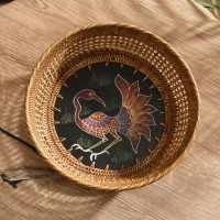 Корзинка плетеная ротанг "Павлин", 23х23х7 см, МИКС