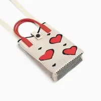 Сумка подр Сердца, 12*4*17, отд на кнопке, дл ремень, белый