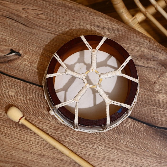 Сувенирный музыкальный инструмент "Бубен" 22х22х8 см МИКС