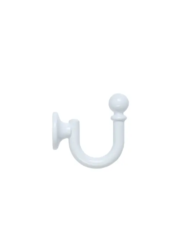 Крючок для штор ТУНДРА KS003, однорожковый, цвет белый, 2 шт