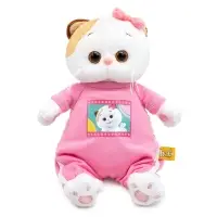 Мягкая игрушка "Кошечка Ли-Ли в комбинезоне с принтом "Мультсериал", 18 см LKm18-004