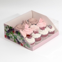 Коробка кондитерская с PVC-крышкой, упаковка, &laquo;Ягоды&raquo;, 25 х 22,5 х 10 см