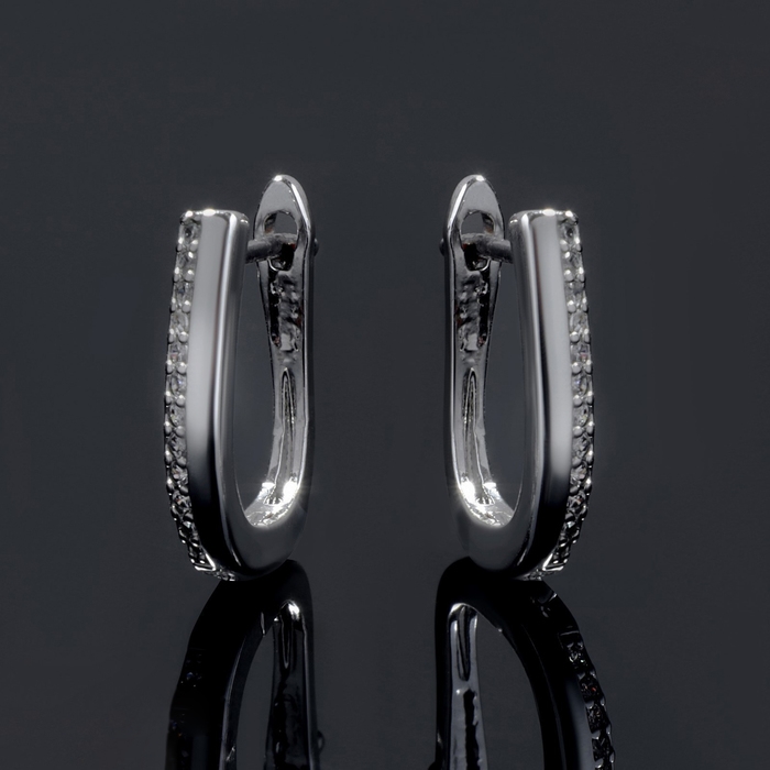 Швензы родированные &laquo;Дуо&raquo;, цвет белый в серебре