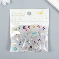 Бусины для творчества пластик "Английские цветные буквы" прозрачные набор 20 гр 0,6х1х1 см