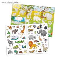 Наклейки многоразовые &laquo;Животные жарких стран&raquo;, формат А4