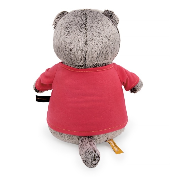 Мягкая игрушка "Басик в лонгсливе с принтом "Супер кот",19 см Ks22-284