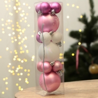 Шары ёлочные новогодние, на Новый год, d=3 и d=6, 15 шт., цвет розовый и белый Шары ёлочные новогодние, на Новый год, d=3 и d=6, 15 шт., цвет розовый и белый