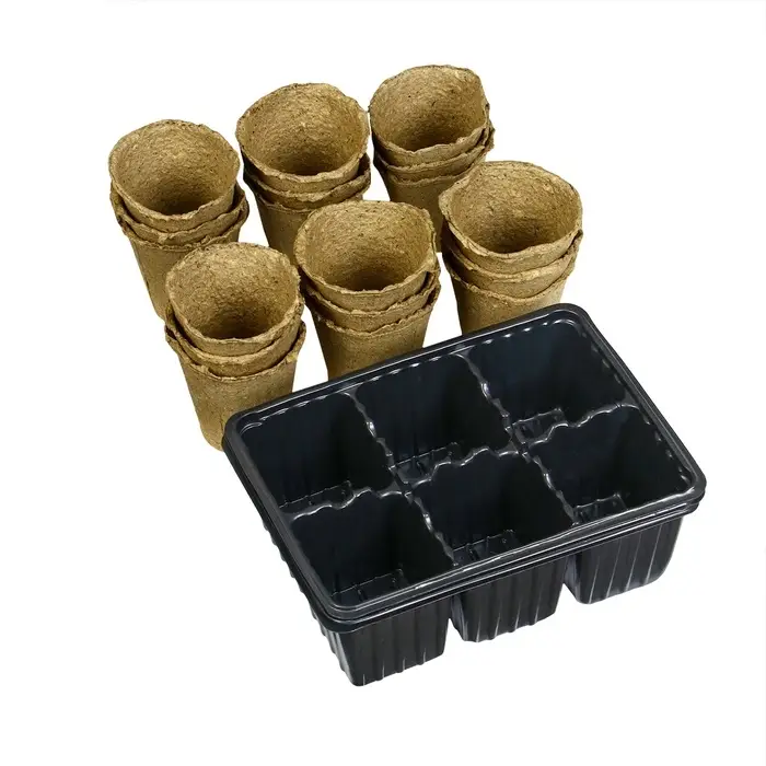 Набор для рассады: торфяной горшок 6&times;6 см, кассета на 6 ячеек, 17.5&times;13.5 см, Greengo